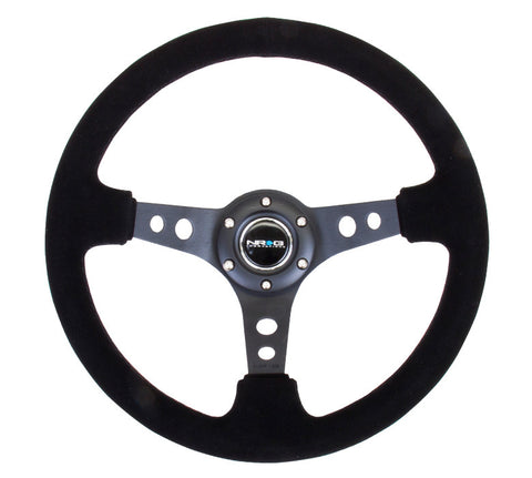 NRG RST-006-S: 350mm Suede Sport Steering Wheel 3" Deep Dish Black