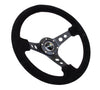 NRG RST-006-S: 350mm Suede Sport Steering Wheel 3" Deep Dish Black - Drive NRG