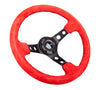 NRG RST-006S-RR: 350mm Red Suede Sport Steering Wheel Black 3" Deep Dish - Drive NRG