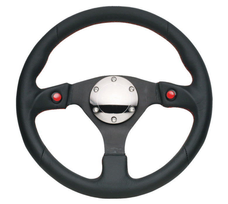 NRG RST-007R: 320mm Sport Steering Leather Wheel with Dual Buttons - Drive NRG