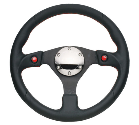 NRG RST-007R: 320mm Sport Steering Leather Wheel with Dual Buttons