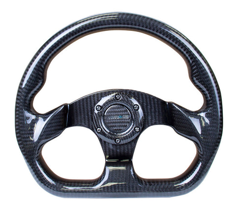 NRG ST-009CF/BK: 320mm Flat Bottom Carbon Fiber Black Steering Wheel