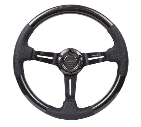 NRG ST-010CFBS: 350mm Carbon Fiber Steering Wheel with Leather