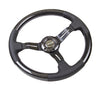 NRG Innovations ST-010CFBS 350mm Carbon Fiber Steering Wheel with Leather Accents and Black Stitching angled view