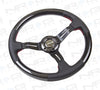 NRG Innovations ST-010CFRS 350mm Carbon Fiber Steering Wheel with Leather Accents angled view