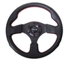 NRG 320mm Sport Leather Steering Wheel Red Stitching RST-012R-RS