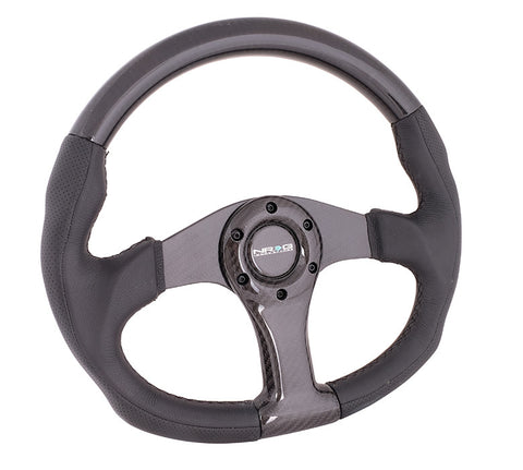 NRG ST-013CFCF: 350mm Carbon Fiber Steering Wheel Flat Bottom with Carbon Center