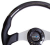 NRG ST-013CFSL: 350mm Carbon Fiber Steering Wheel Flat Bottom with Silver Center - Drive NRG