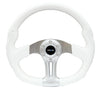NRG ST-013WT: 350mm "Storm Trooper" Sport White Leather with white stitching Steering Wheel Oval - Drive NRG