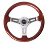 NRG ST-015-1CH: Classic Wood Grain Wheel, 330mm, 3 spoke center in chrome - Drive NRG