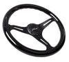 NRG ST-015BK-BK: Classic Wood Grain Wheel, 350mm, 3 spoke center in black - Black - Drive NRG