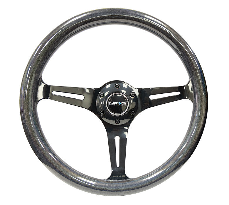 NRG ST-015BK-CN: "Chameleon Wheel" 350mm Smooth Classic Chameleon Wood Grain Wheel Black - Drive NRG