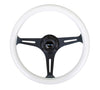 NRG ST-015BK-GL/BL: Classic Luminor White Wood Grain Wheel Black Spoke Blue Glow - Drive NRG
