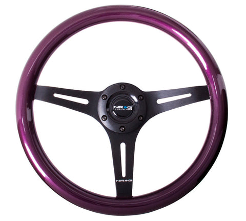 NRG ST-015BK-PP: Classic Wood Grain Wheel, 350mm, 3 spoke center in black - Purple