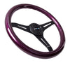 NRG ST-015BK-PP: Classic Wood Grain Wheel, 350mm, 3 spoke center in black - Purple - Drive NRG