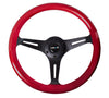NRG ST-015BK-RD: Classic Wood Grain Wheel, 350mm, 3 spoke center in black - Red - Drive NRG