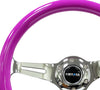 NRG ST-015CH-NPP: 350mm Neon Purple Wood Grain Wheel Chrome Spoke - Drive NRG