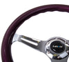 NRG ST-015CH-PP: Classic Wood Grain Wheel, 350mm, 3 spoke center in chrome - Purple - Drive NRG