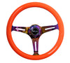 NRG ST-015MC-NOR: 350mm Neon Orange Wood Grain Wheel NeoChrome Spoke
