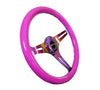 NRG ST-015MC-NPP: 350mm Neon Purple Wood Grain Wheel NeoChrome Spoke