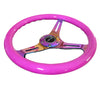 NRG ST-015MC-NPP: 350mm Neon Purple Wood Grain Wheel NeoChrome Spoke