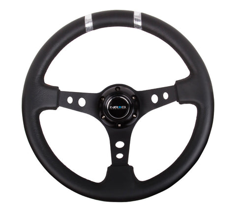NRG ST-016R-SL: Limited Edition 350mm Sport Steering Wheel Black w/ silver double center markings