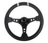 NRG ST-016R-SL: Limited Edition 350mm Sport Steering Wheel Black w/ silver double center markings - Drive NRG