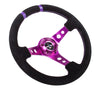 NRG RST-016S-PP: Limited Edition 350mm Sport Suede Steering Wheel Purple w/ purple double center markings - Drive NRG