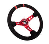 NRG RST-016S-RD: Limited Edition 350mm Sport Suede Steering Wheel Red w/ red double center markings - Drive NRG