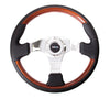 NRG ST-025CH: 350mm Classic Wood Grain Wheel- 3 spoke center in chrome, Leather wheel with wood accents - Drive NRG
