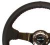 NRG ST-036BK: 350mm Sport Steering wheel (3" Deep) - Black Leather Red Baseball Stitching - Black Center - Drive NRG