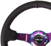 NRG ST-036MC: 350mm Sport Steering Wheel  - Black Leather, Red Baseball Stitch, Neochrome - Drive NRG