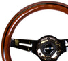 NRG ST-310BRB-BK: 310mm Classic Dark Wood Grain Wheel- Black line inlay with 3 spoke center in Black Chrome - Drive NRG