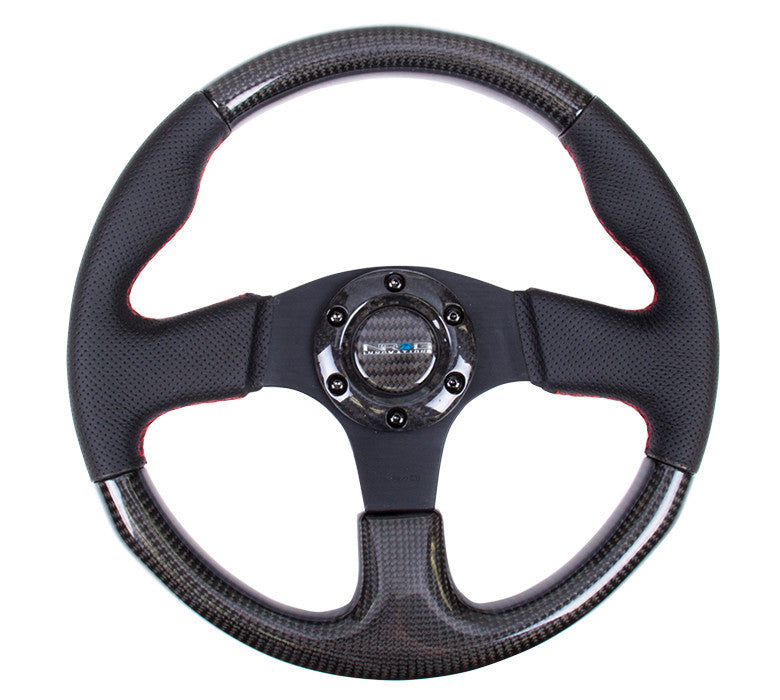 NRG 315mm Carbon Fiber Steering Wheel with Red Stitching ST-310CFRS