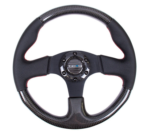 NRG ST-310CFRS: 315mm Carbon Fiber Steering Wheel with Red Stitching