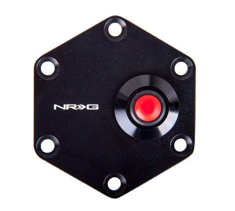NRG Hexagonal Style Black Ring with Horn Button STR-600BK